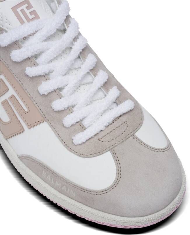 Balmain Zwaan trainers in kalfsleer en suède Beige Dames