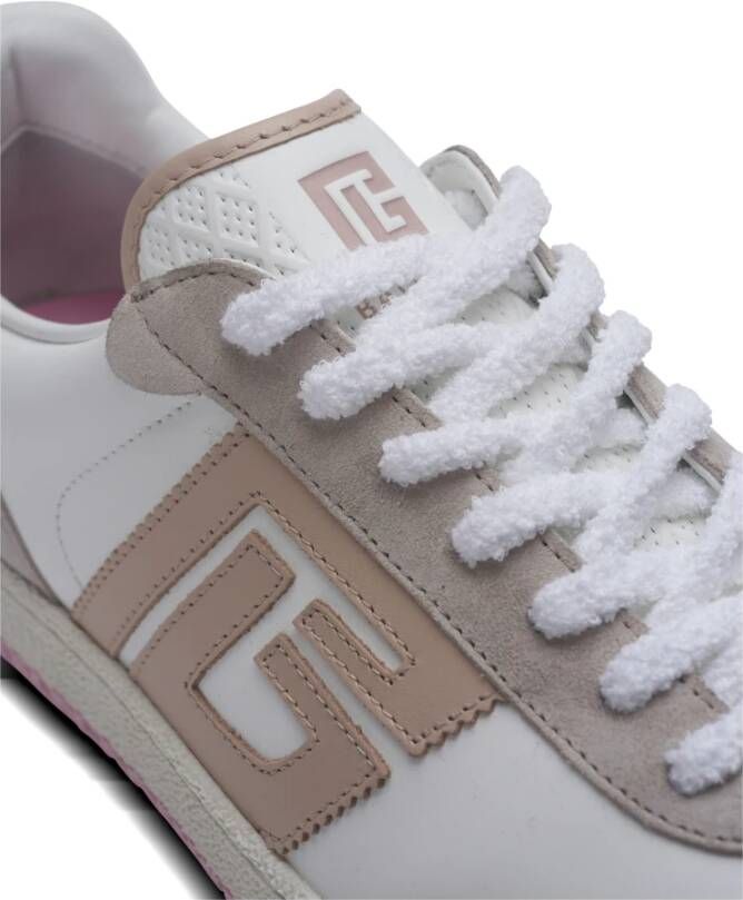 Balmain Zwaan trainers in kalfsleer en suède Beige Dames