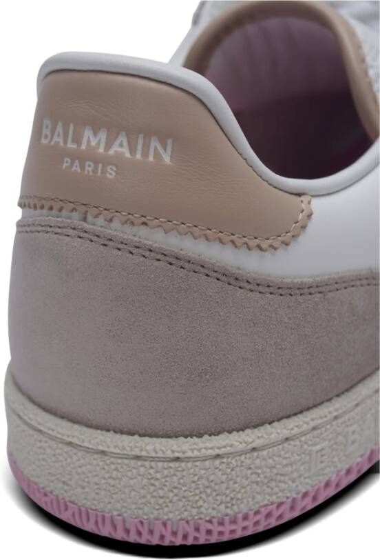 Balmain Zwaan trainers in kalfsleer en suède Beige Dames