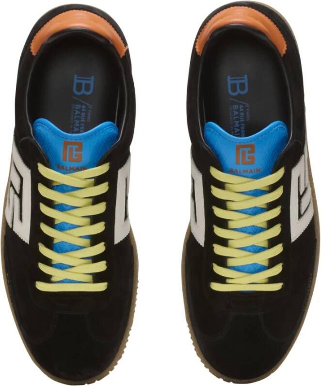 Balmain Zwaan trainers in kalfsleer en suède Black Heren