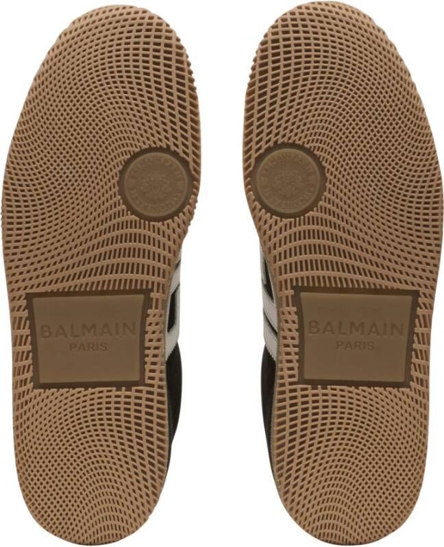 Balmain Zwaan trainers in kalfsleer en suède Black Heren