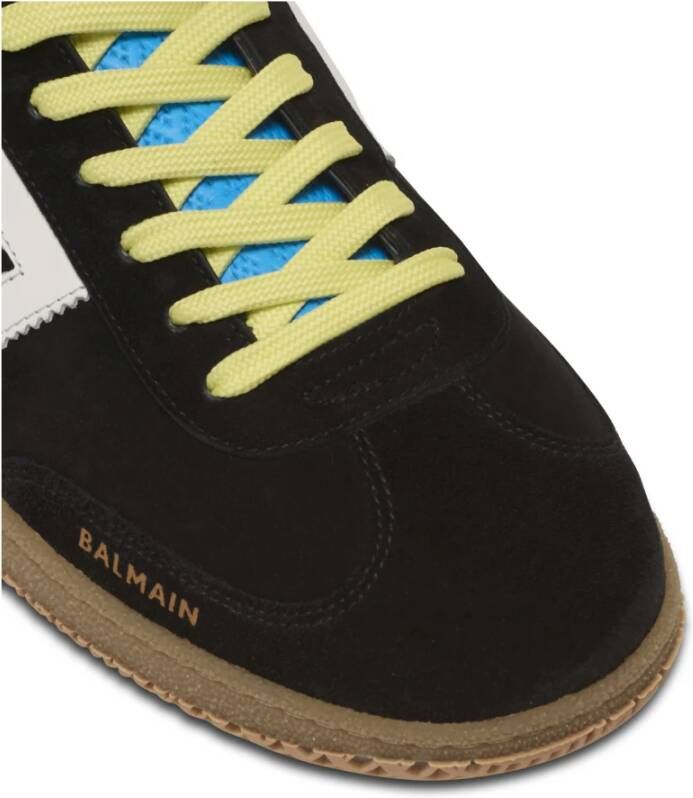 Balmain Zwaan trainers in kalfsleer en suède Black Heren