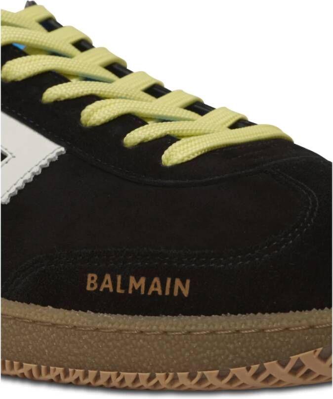 Balmain Zwaan trainers in kalfsleer en suède Black Heren