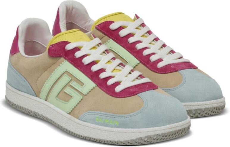 Balmain Zwaan trainers in kalfsleer en suède Multicolor Dames