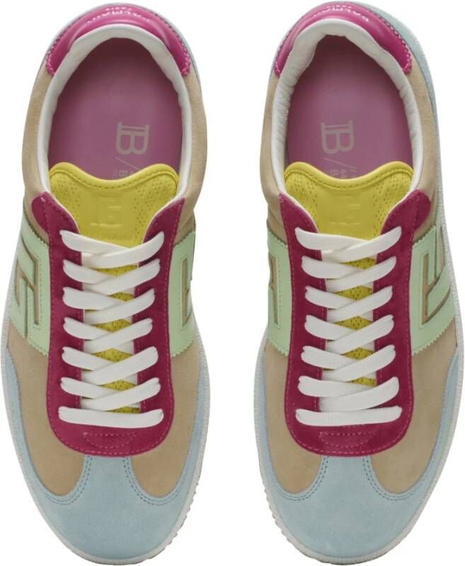 Balmain Zwaan trainers in kalfsleer en suède Multicolor Dames