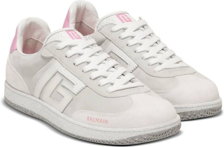 Balmain Zwaan trainers in kalfsleer en suède White Dames