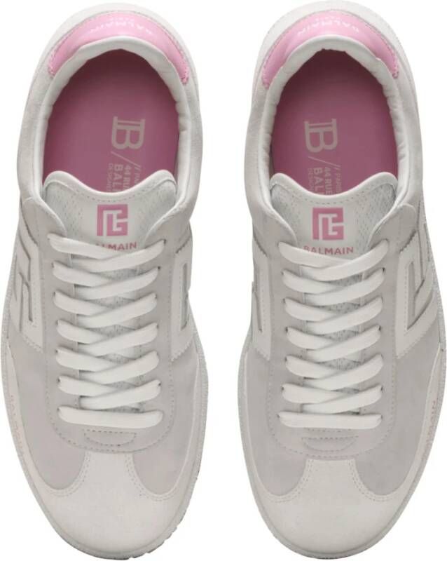 Balmain Zwaan trainers in kalfsleer en suède White Dames