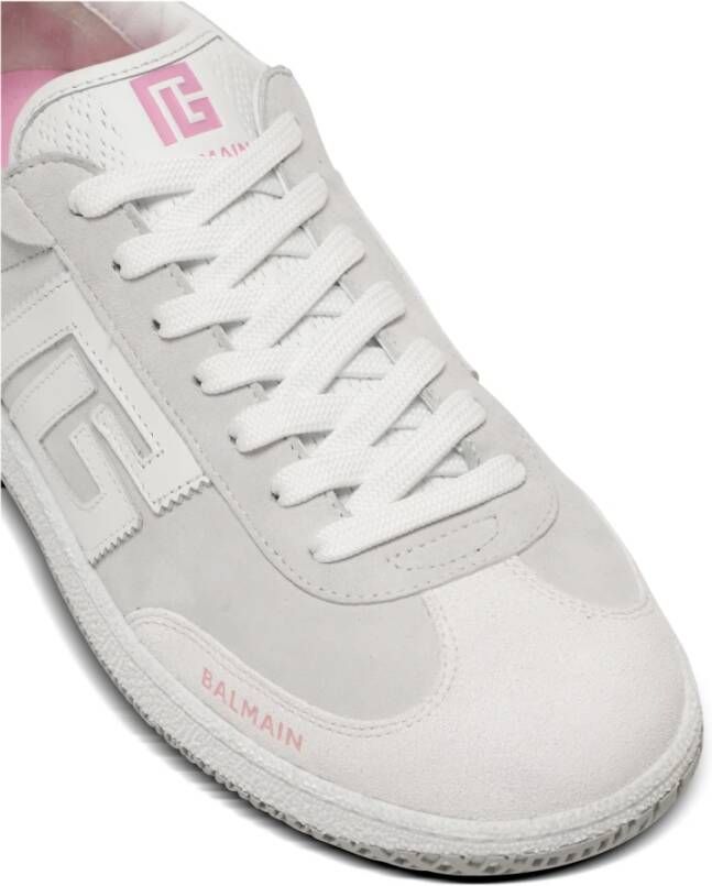 Balmain Zwaan trainers in kalfsleer en suède White Dames