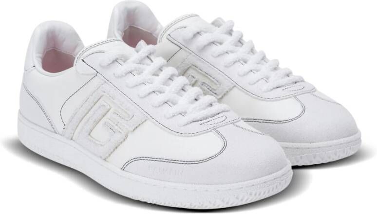 Balmain Zwaan trainers in kalfsleer en suède White Dames