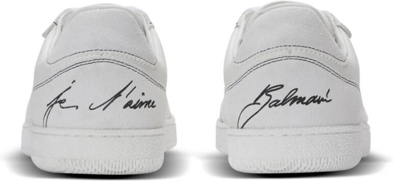 Balmain Zwaan trainers in kalfsleer en suède White Dames