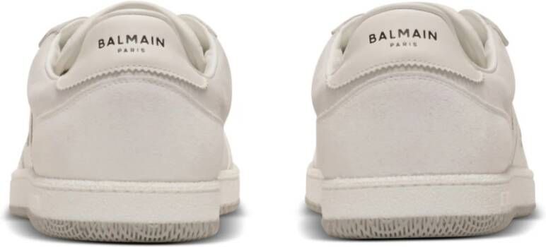 Balmain Zwaan trainers in kalfsleer en suède White Heren