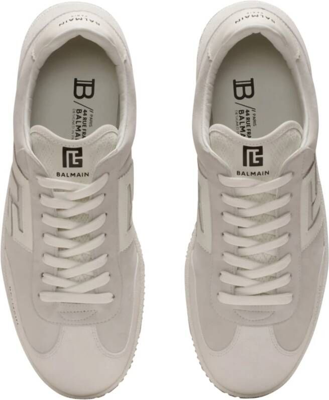 Balmain Zwaan trainers in kalfsleer en suède White Heren