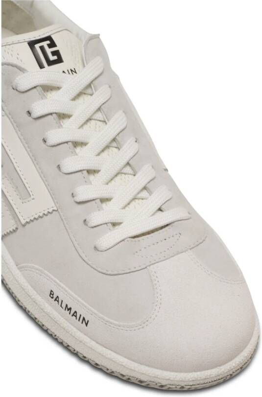 Balmain Zwaan trainers in kalfsleer en suède White Heren