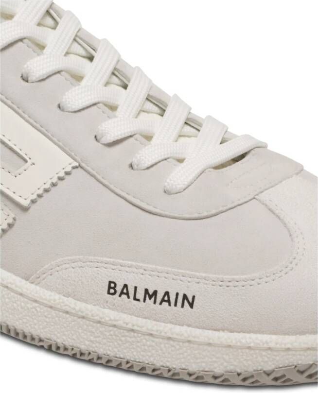 Balmain Zwaan trainers in kalfsleer en suède White Heren