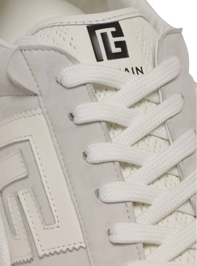 Balmain Zwaan trainers in kalfsleer en suède White Heren