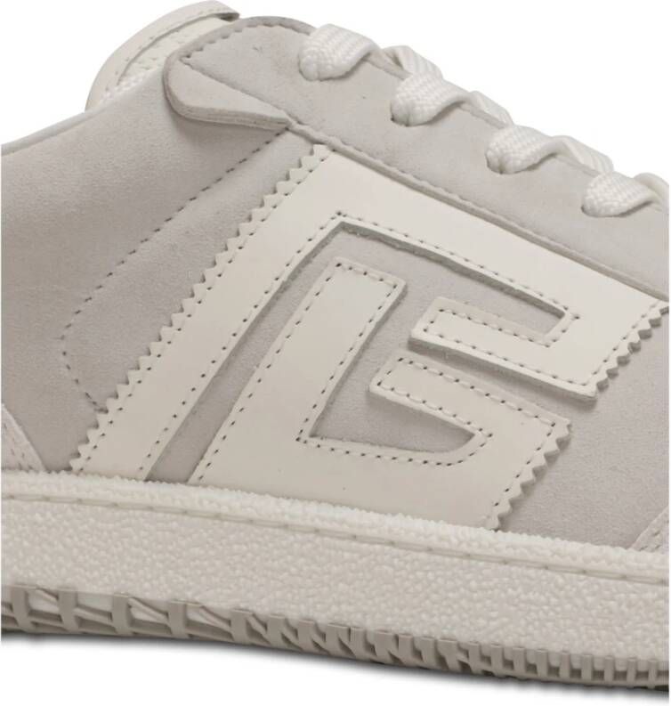 Balmain Zwaan trainers in kalfsleer en suède White Heren