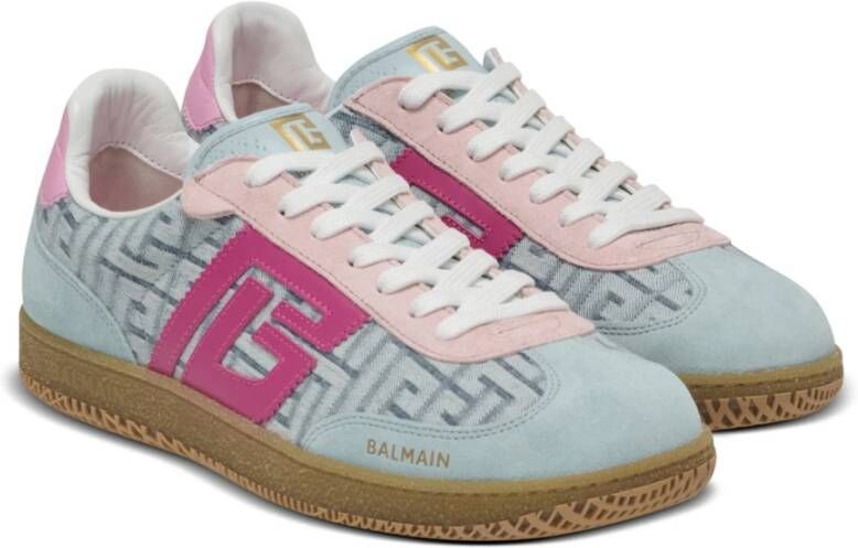 Balmain Zwaan trainers in leer en PB Labyrinth denim Blue Dames