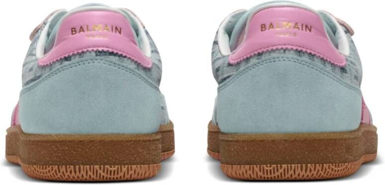 Balmain Zwaan trainers in leer en PB Labyrinth denim Blue Dames