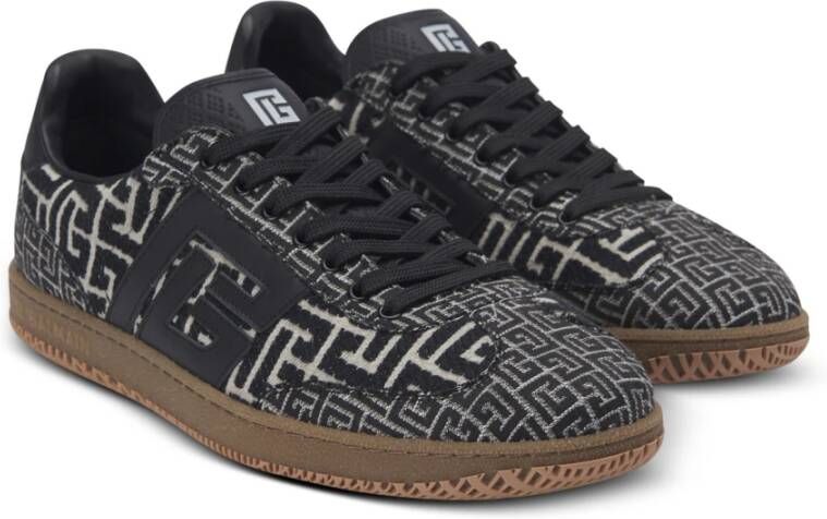 Balmain Zwaan trainers in PB Labyrinth jacquard Black Heren