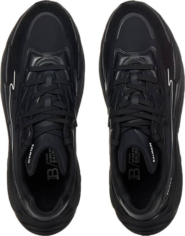 Balmain Zwarte Leren Sneakers met Contrasterend Logo Black Heren