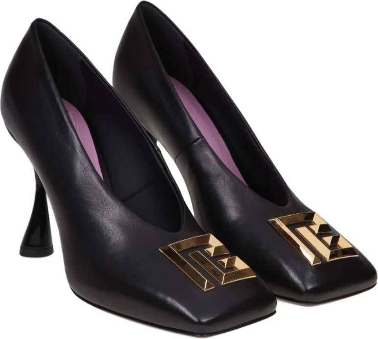 Balmain Zwarte Leren Sculpturale Hak Pumps Black Dames