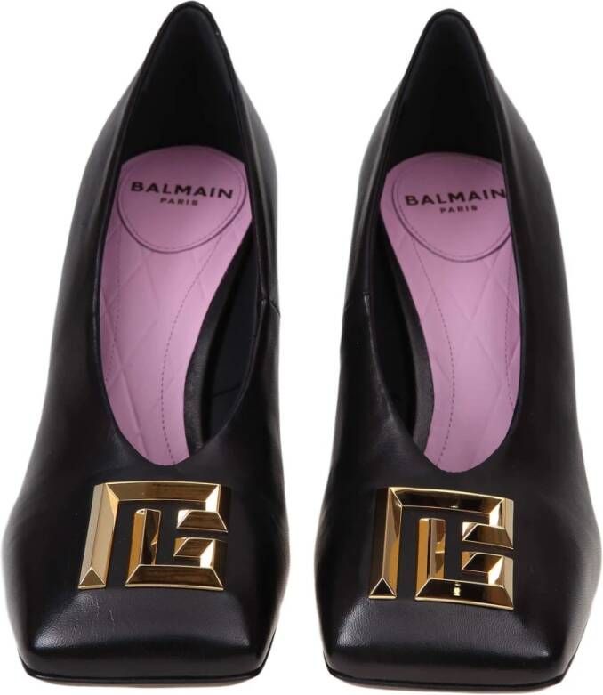 Balmain Zwarte Leren Sculpturale Hak Pumps Black Dames