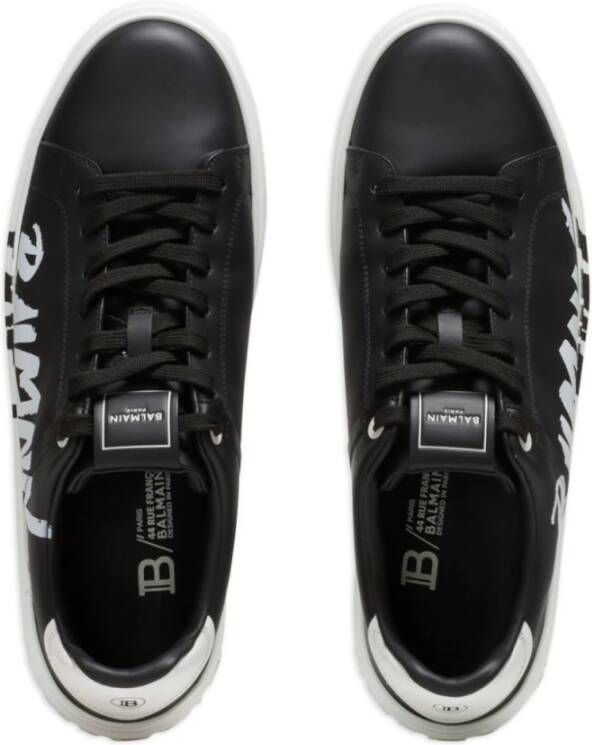 Balmain Zwarte Sneakers met Logo Patch Black Heren