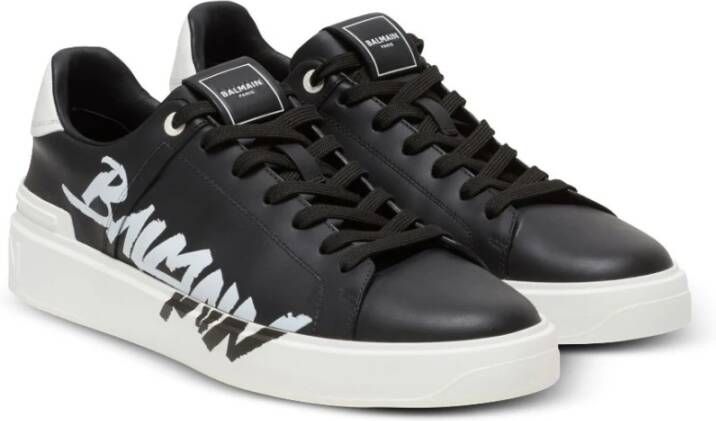 Balmain Zwarte Sneakers met Logo Patch Black Heren