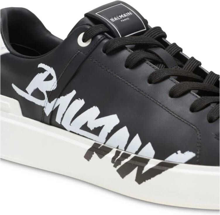 Balmain Zwarte Sneakers met Logo Patch Black Heren