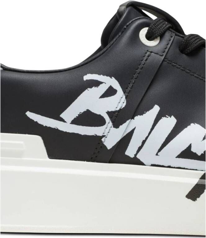 Balmain Zwarte Sneakers met Logo Patch Black Heren