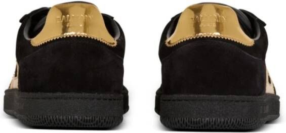 Balmain Zwarte Suède Logo Hak Gouden Sneaker Black Dames