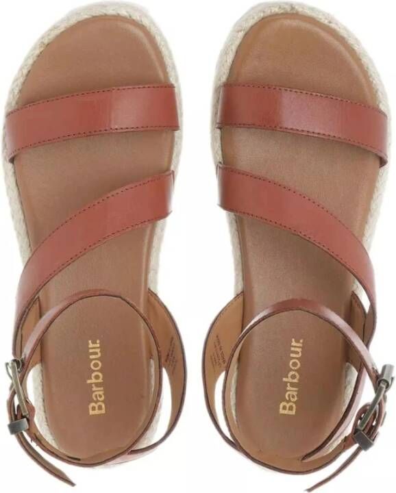 Barbour Astley Tan Leren Plateau Sandalen Brown Dames