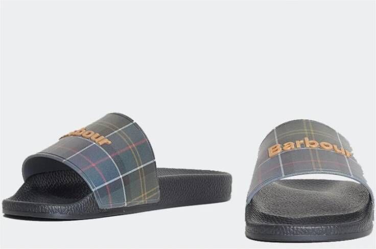 Barbour Check Beach Sandals Black Heren