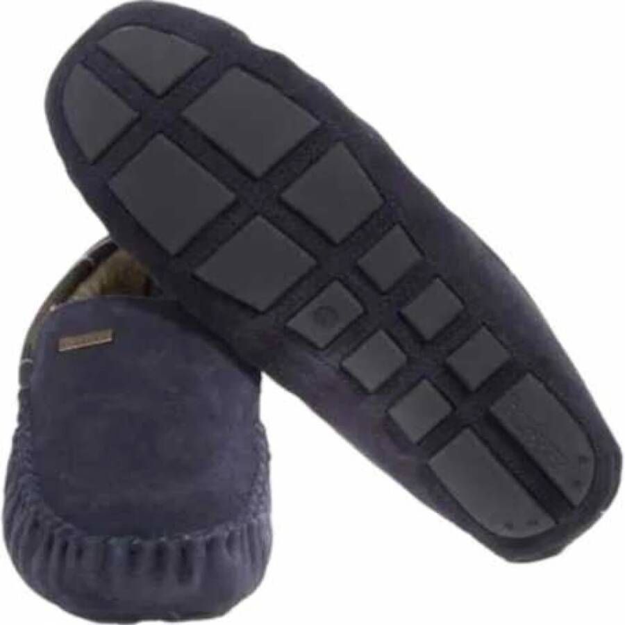 Barbour Navy Sheepskin Moccasin Slippers Monty Blue Heren