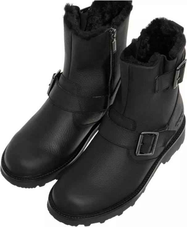 Barbour Zwarte Leren Winterlaarzen met Nepbont Voering Black Dames