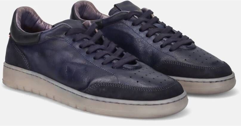 Barracuda Blauwe Leren Sneaker met Suède Details Blue Heren