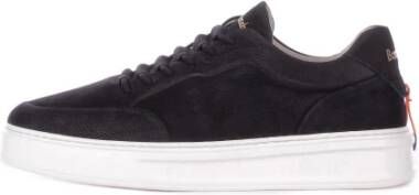 Barracuda Zwarte leren sneakers met geperforeerde details Black Heren