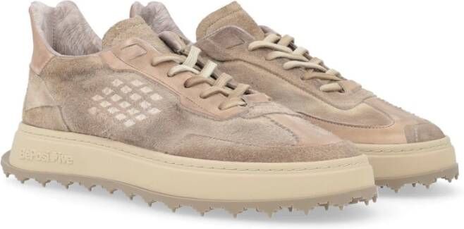 Be Positive Suède Leren Sneaker Cuprace01 Beige Heren