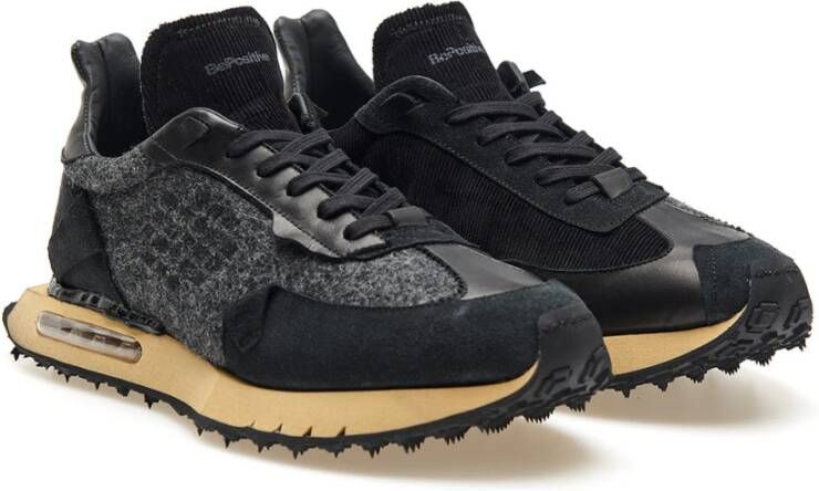 Be Positive Zwarte wollen sneakers met ribstof Black Heren