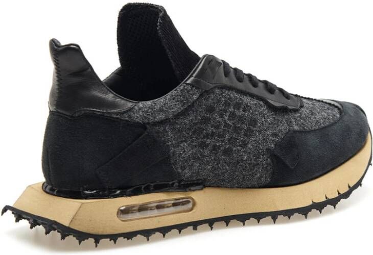 Be Positive Zwarte wollen sneakers met ribstof Black Heren