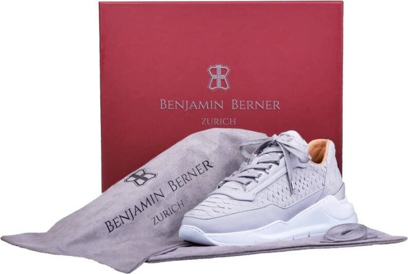 Benjamin Berner Grijze Sneakers Regular Fit 100% Leer Grijs Heren