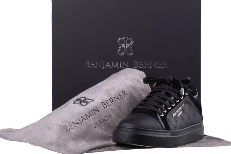 Benjamin Berner Monogram Logo Zwart Stijlvol Ontwerp Black Heren