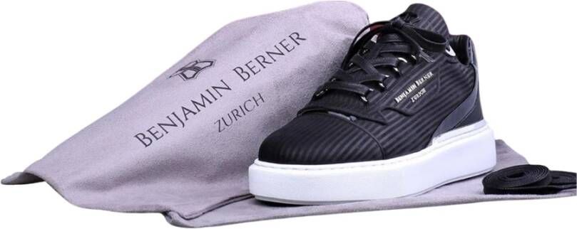 Benjamin Berner Zwarte 3D Gestreepte Sneaker Black Heren