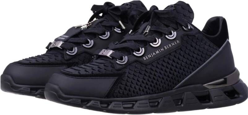 Benjamin Berner Zwarte Alligator Sneakers Black Heren