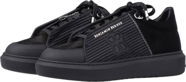 Benjamin Berner Zwarte Leren Sneakers Black Heren