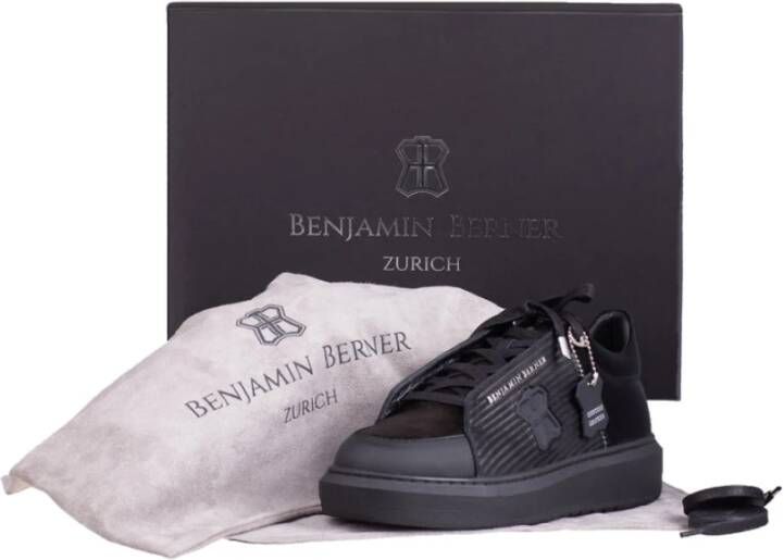 Benjamin Berner Zwarte Leren Sneakers Black Heren