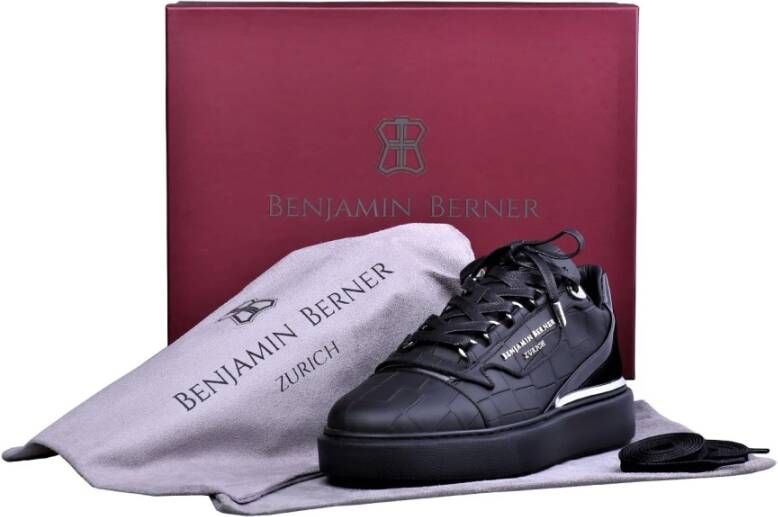 Benjamin Berner Zwarte Leren Sneakers Zwart Heren