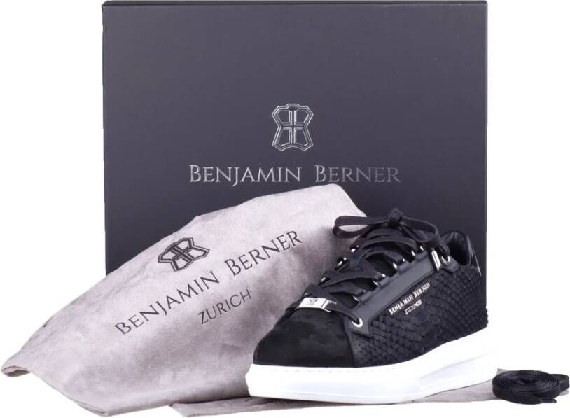 Benjamin Berner Zwarte Python Schoenen met Witte Zool Black Heren