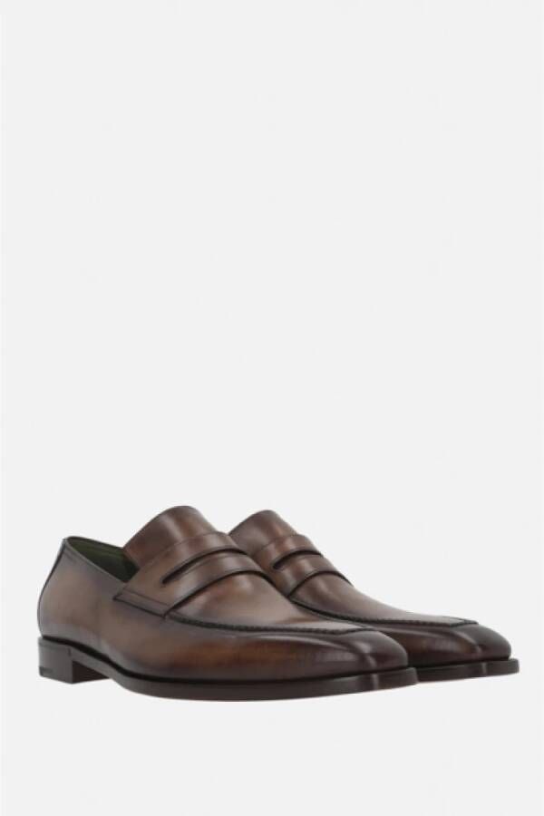 Berluti Bruin leren mocassin platte schoenen Brown Heren