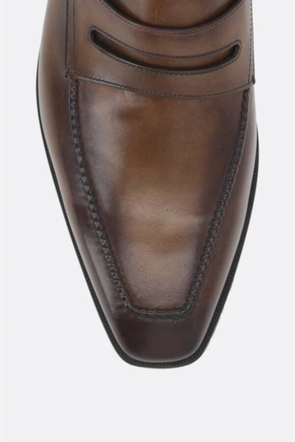 Berluti Bruin leren mocassin platte schoenen Brown Heren